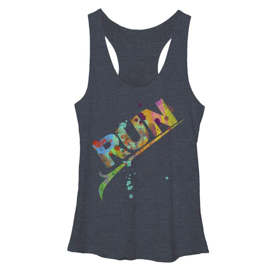 CHIN UP Women’s Let the Colors Run  Racerback Tank Navy Blue Heather