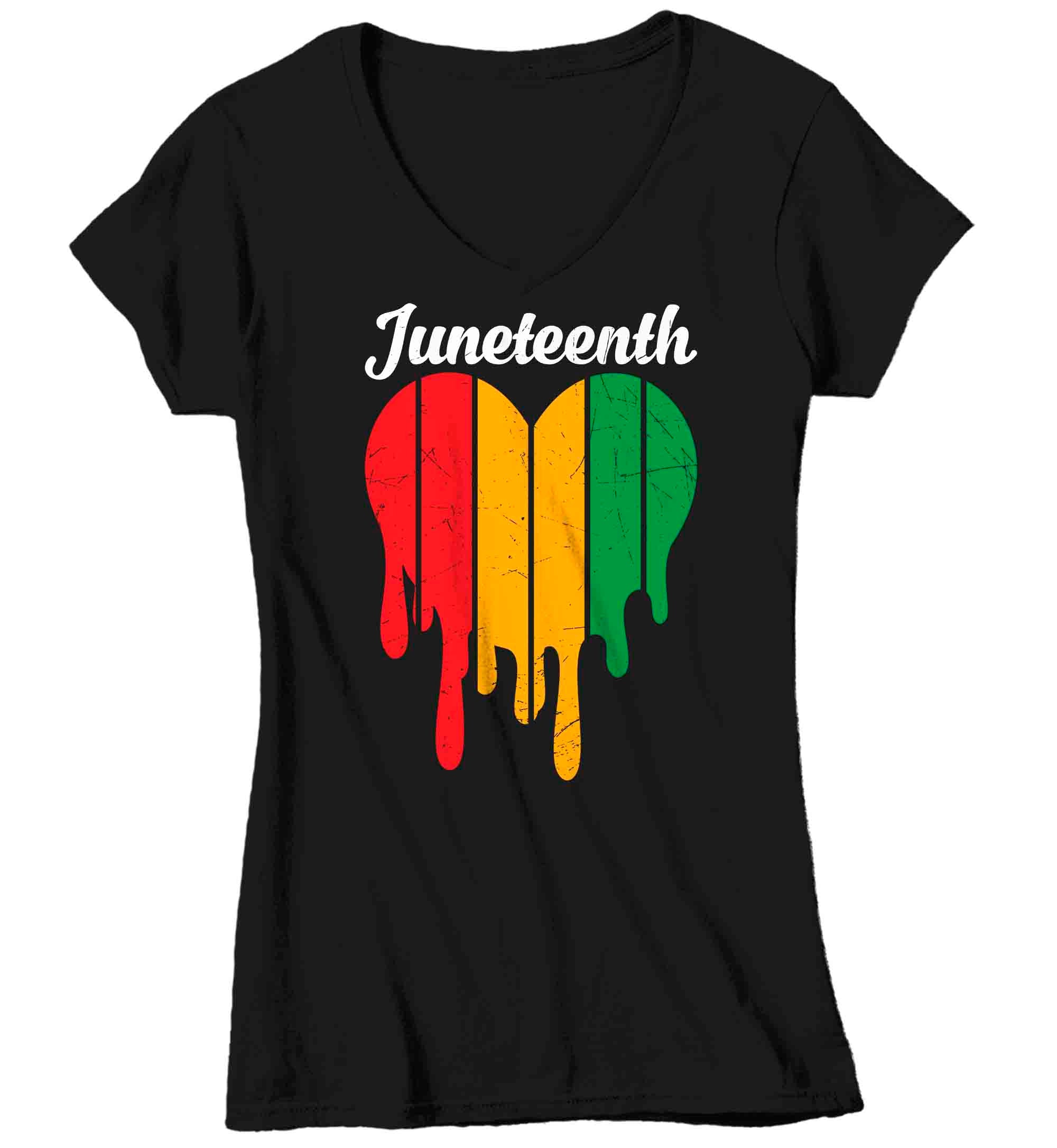 Women’S V-Neck Juneteenth Shirt Heart T Shirt Black History Tee African Chains American Slavery 1865 Emancipation Day Tshirt Ladies Woman