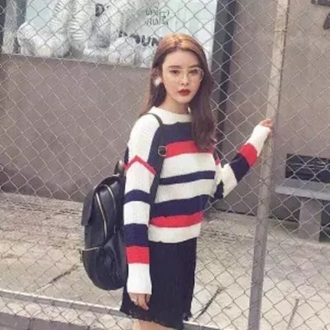 Turtleneck Sweater Women Vintage Striped Basic Loose Black Thicker Fall Warm Lady Knitted Pullover Clothing Korean Fashion Daily alx