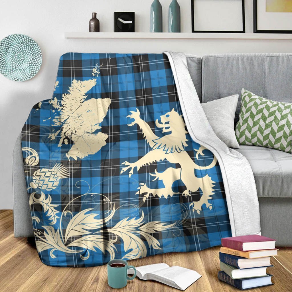 Tartan Blanket Ramsay Blue Ancient Tartan Scotland Lion Thistle Map Plaid Blanket