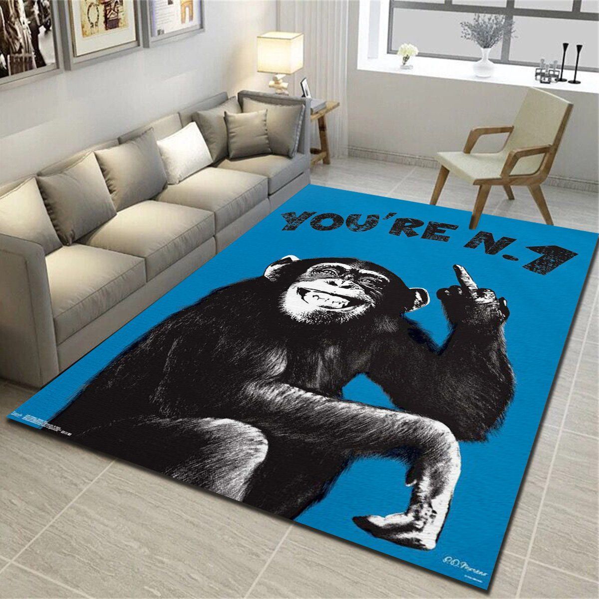 Chimpy You Re Number One Rugs, Living Room Carpet