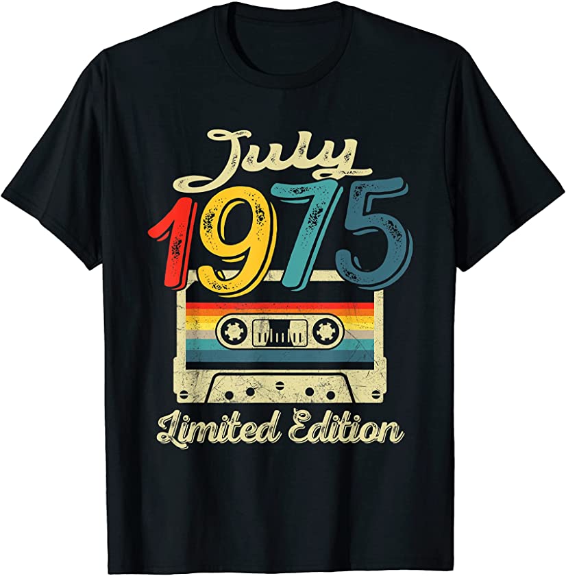 Vintage July 1975 Cassette Tape 46th Birthday Decorations T-Shirt