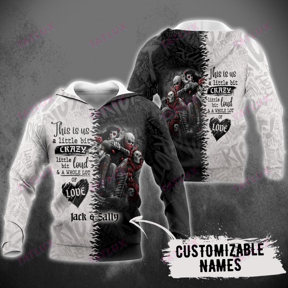 Skull Riding Couple This Is Us Custom 3D All Over Printed Shirt, Sweatshirt, Hoodie, Bomber Jacket Size S – 5Xl