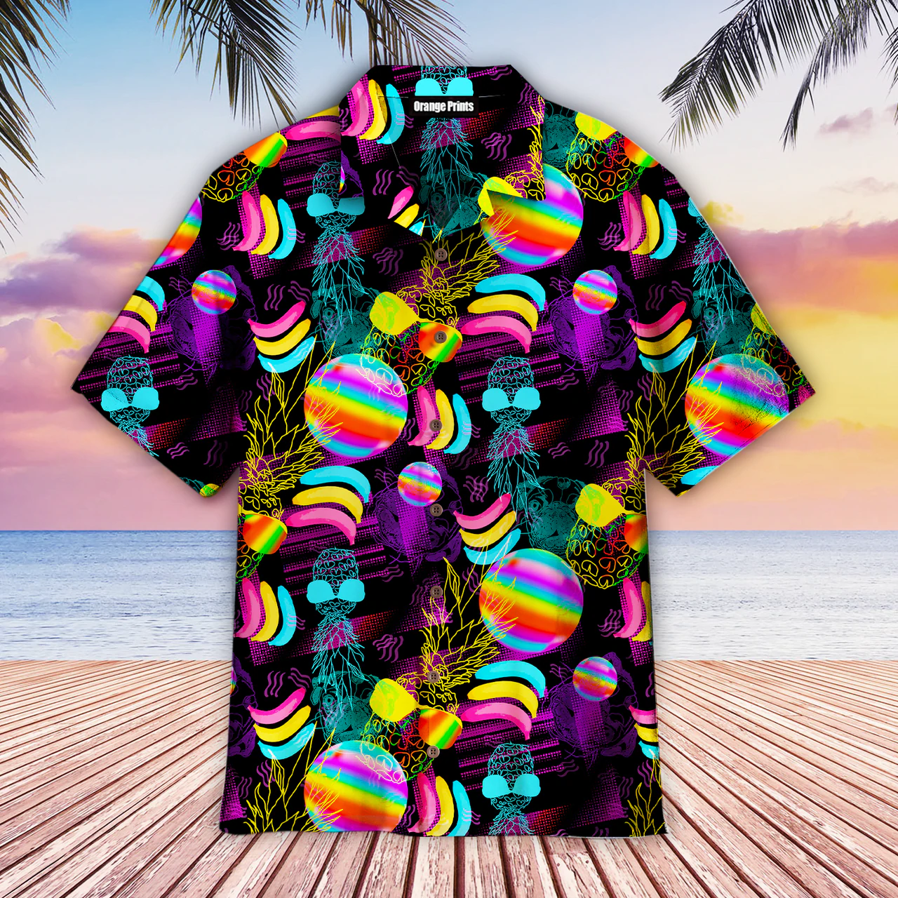 Neon Rainbow Lgbt Tropical Hawaii Lesbian Gay Shirt Ha95981