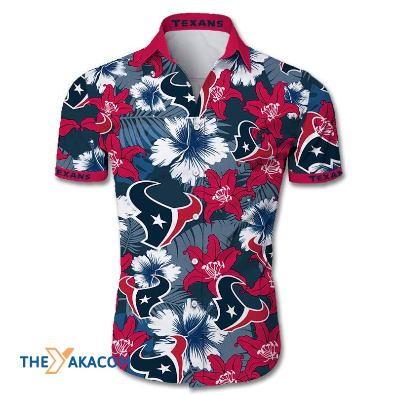 Houston Texans Nfl Team Gift For Fan Tropical Flower Short Sleeve Hawaii Shirt Ha20497