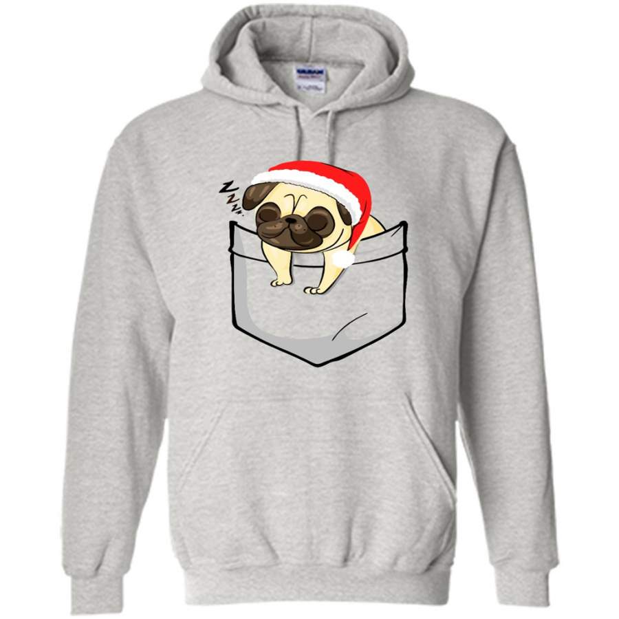 In Pocket, Pug Christmas In Pcoket Design – Gildan Heavy Blend Hoodie