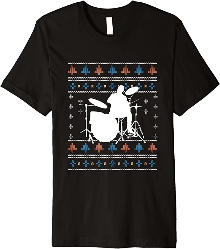 Ugly Christmas Drummer Drumming Santa Claus New Year Drums Premium T-Shirt