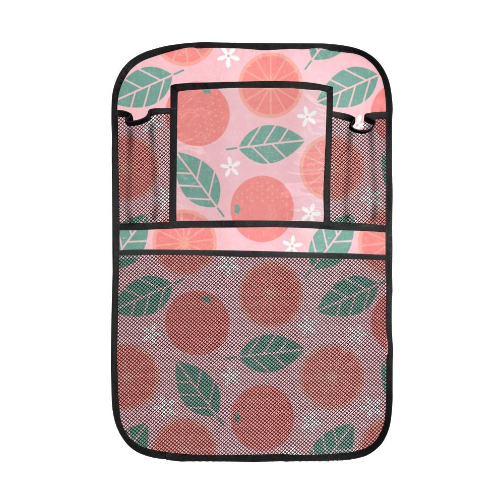 Grapefruit Leaves Flower Pink Background Car Seat Back Organizer