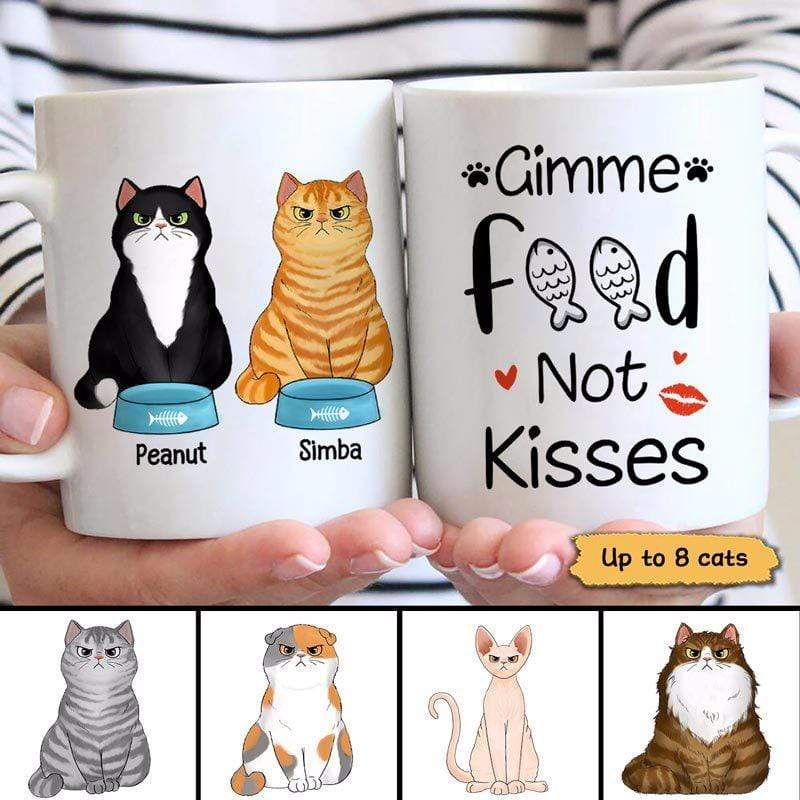 Gimme Food Not Kisses Fluffy Cats Personalized Mug