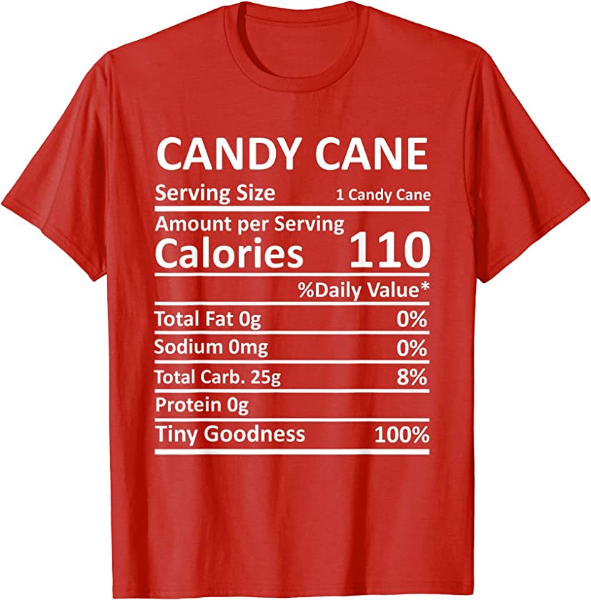 Candy Cane Nutrition Family Matching Thanksgiving Food Facts T-Shirt