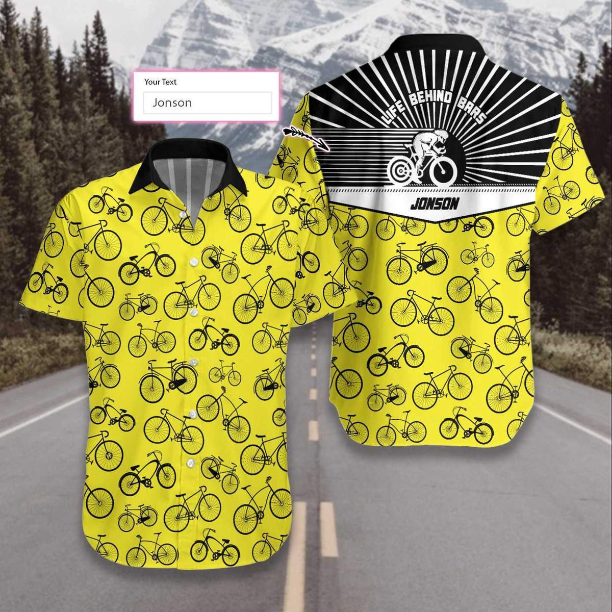 Personalized Cycling Life Behind Bars Yellow Pattern Hawaii Aloha Shirts H Ha95502