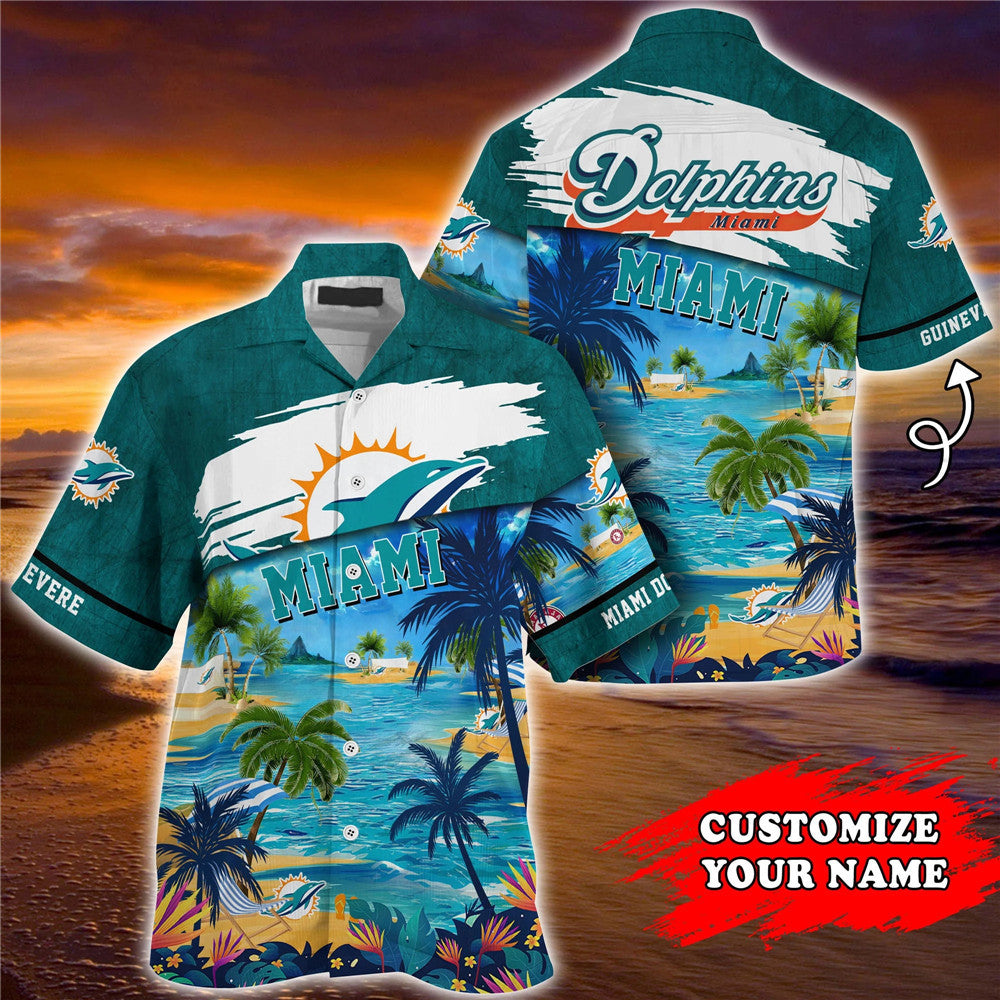 Men’S Miami Dolphins Hawaiian Shirt Paradise Floral