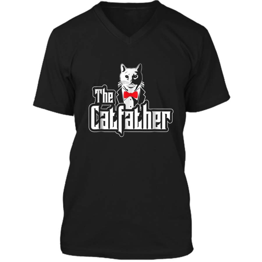 The Catfather  I Feline Cats Tee I Kitten I Pet I Men Mens Printed V-Neck T