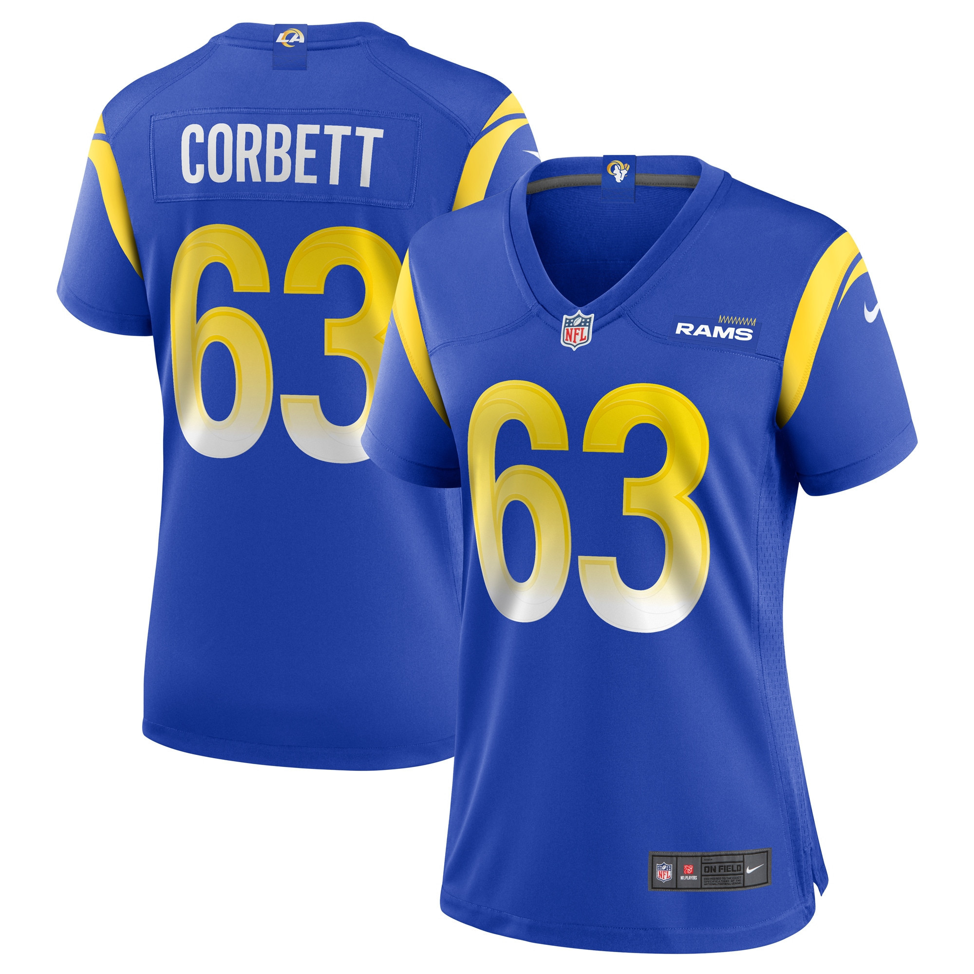 Austin Corbett Los Angeles Rams Womens Game Jersey – Royal NFL