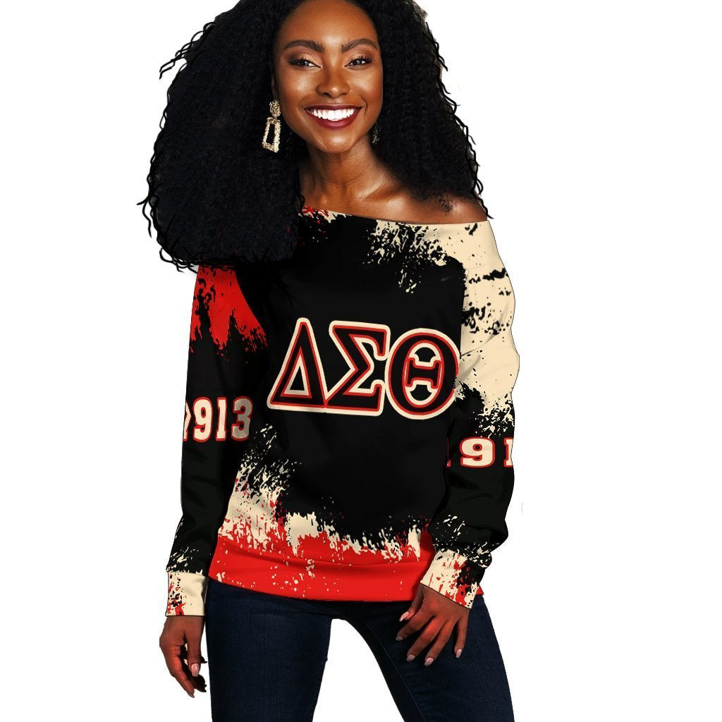 Greek Life Sweashirt – Delta Sigma Theta Women Off Shoulder Ver2 – Face Style J54