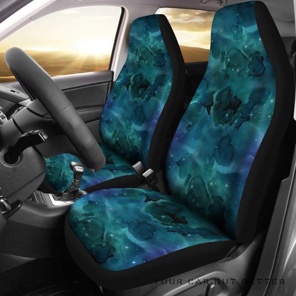 Teal Blue Sky Galaxy Nebula Pattern Car Seat Covers 232205