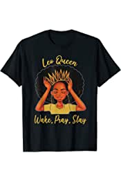 Womens Leo Zodiac Birthday Leo Queen Black Girl T-Shirt