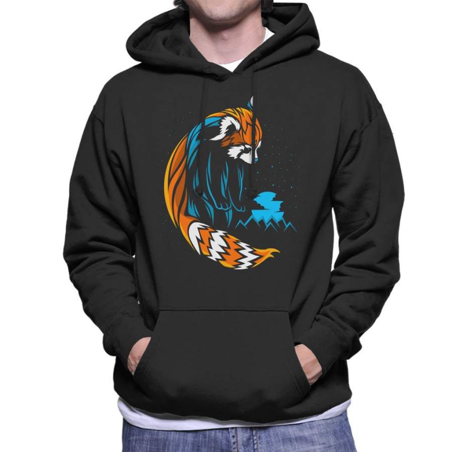 Red Panda Lines Blue Men’s Hooded Sweatshirt