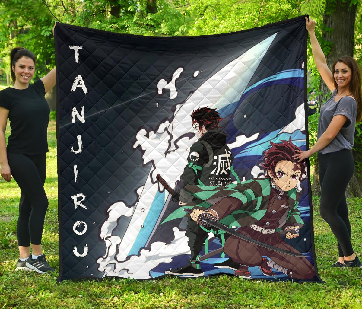 Demon Slayer Anime Tanjiro Fighting Moments Water Power Premium Quilt Blanket