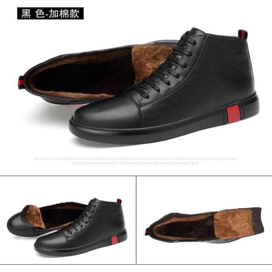 Male Shoes Adult High Top Sneakers Mens Keep Warm In Winter Genuine Leather Designer Shoes Men Luxury Shoes