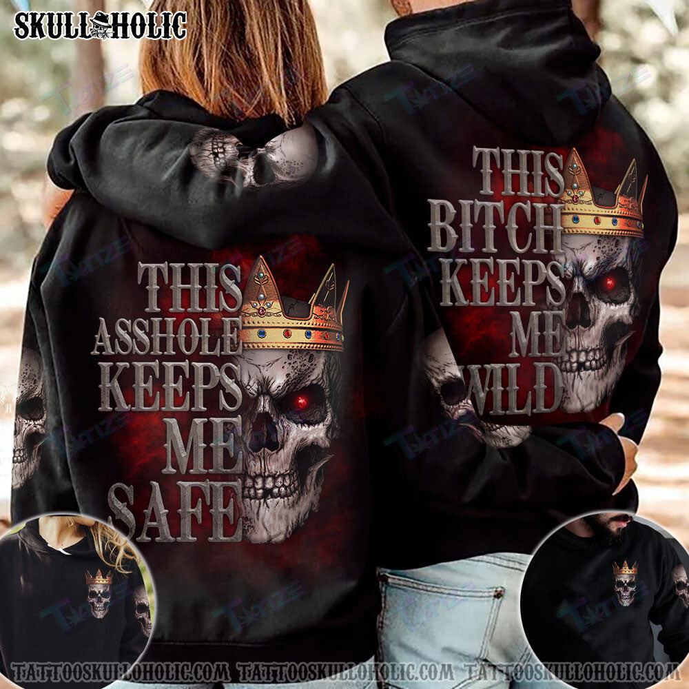 Matching Couple Shirt Couple This B This Ah Skull 3D All Over Printed Shirt, Sweatshirt, Hoodie, Bomber Jacket Size S – 5Xl