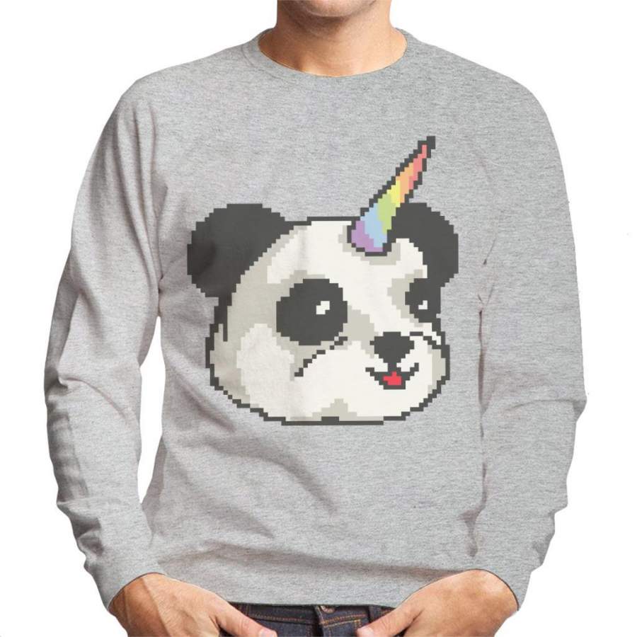 Pandacorn Panda Unicorn Pixel Art Men’s Sweatshirt