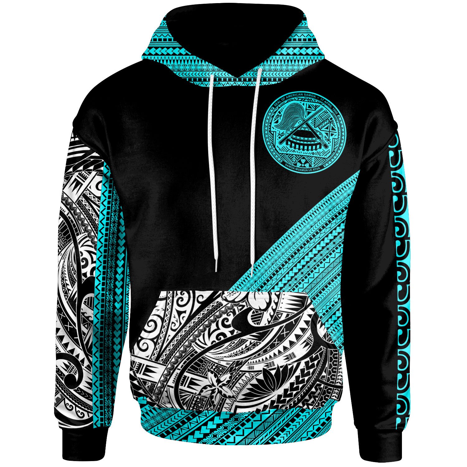 American Samoa – Custom Personalised Hoodie – Polynesian Diagonal Pattern Blue – BN20