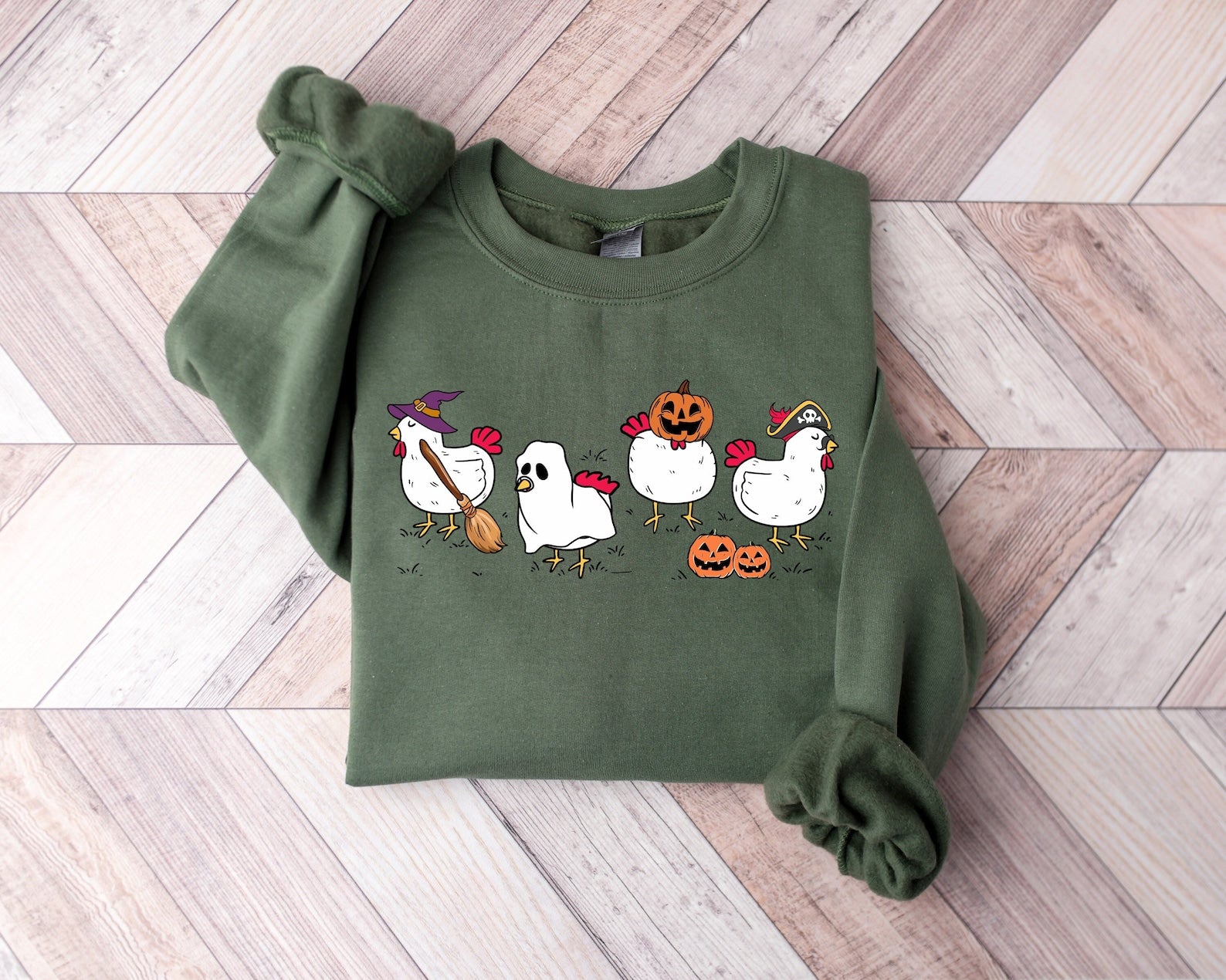 Chicken Sweatshirt, Halloween Chicken Shirt, Funny Halloween Shirt, Halloween Gifts For Farm Animals Lovers, Spooky Chicken Sweatshirt