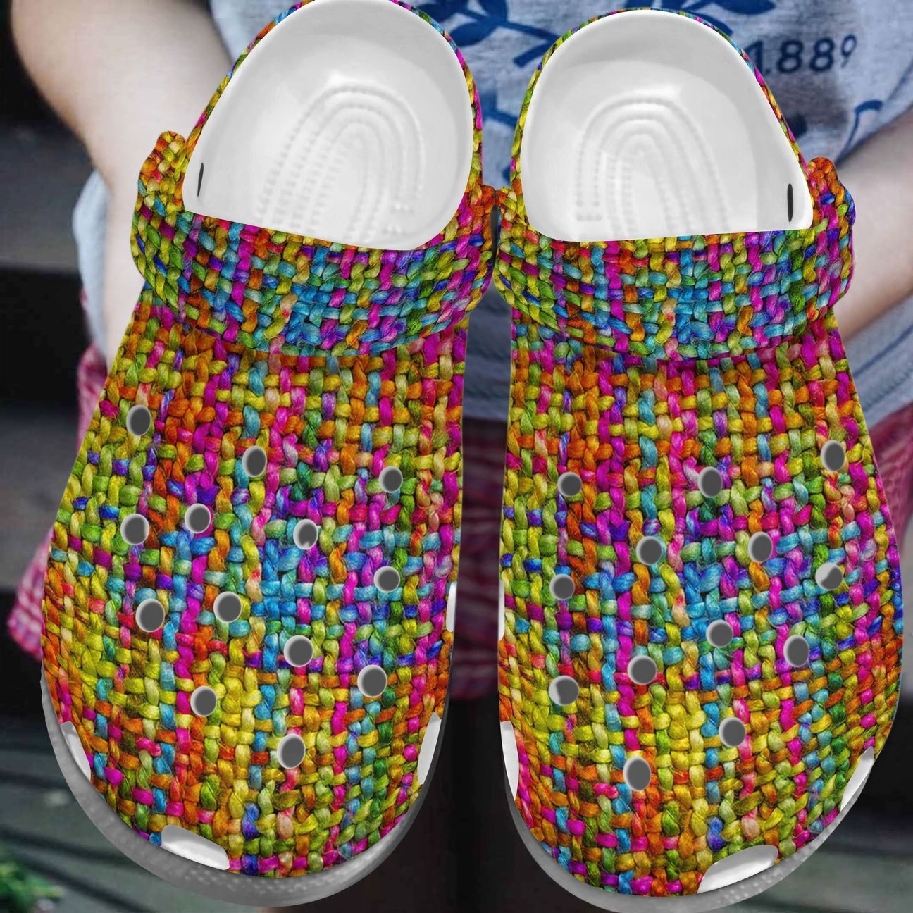 Knitting Personalized Clog, Custom Name, Text, Color, Number Fashion Style For Women, Men, Kid, Print 3D Knitting