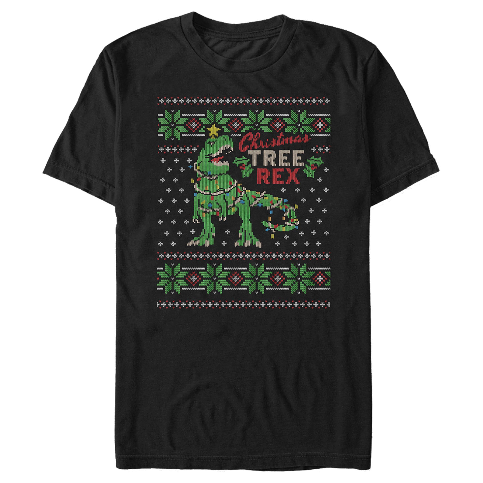 Lost Gods Men’S Christmas Tree Rex  T-Shirt