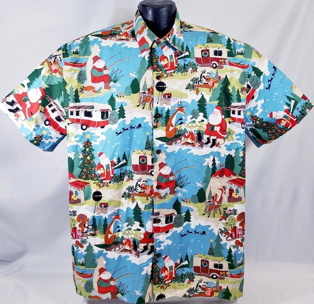 Camping Christmas Blue Amazing Design Hawaii Shirt Ha14215