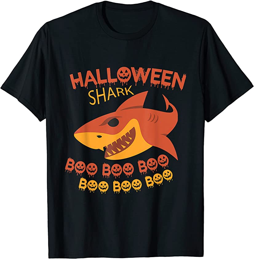 Spooky Shark Boo Halloween T Shirt – Shark Halloween Funny T-Shirt