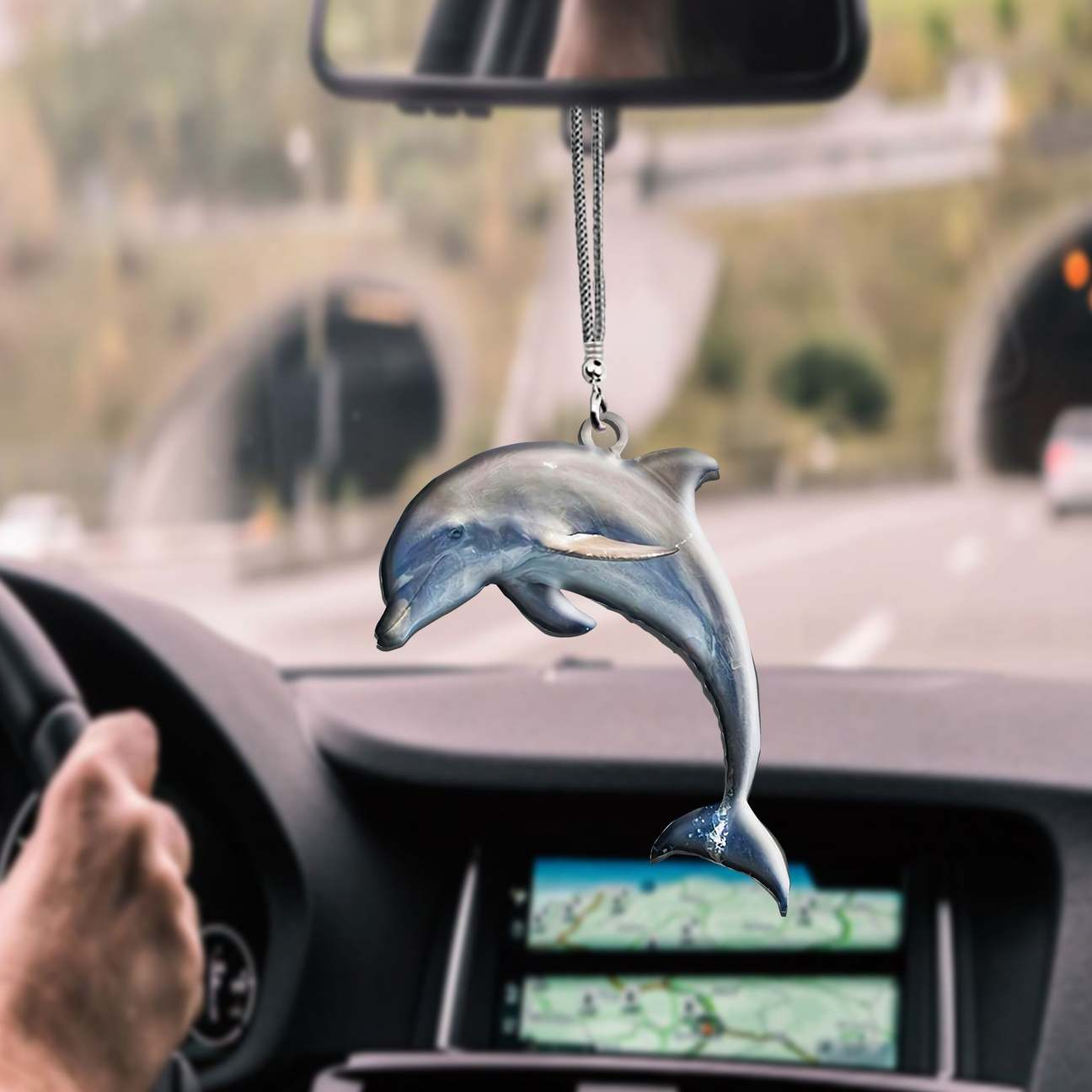 Dolphin Grey 3D Printed Art Car Hanging Ornament