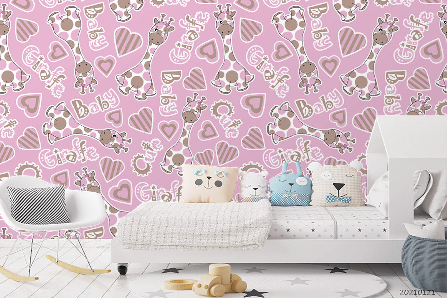 3D Cartoon Animal Giraffe Love Heart Wall Mural Wallpaper Lqh 15