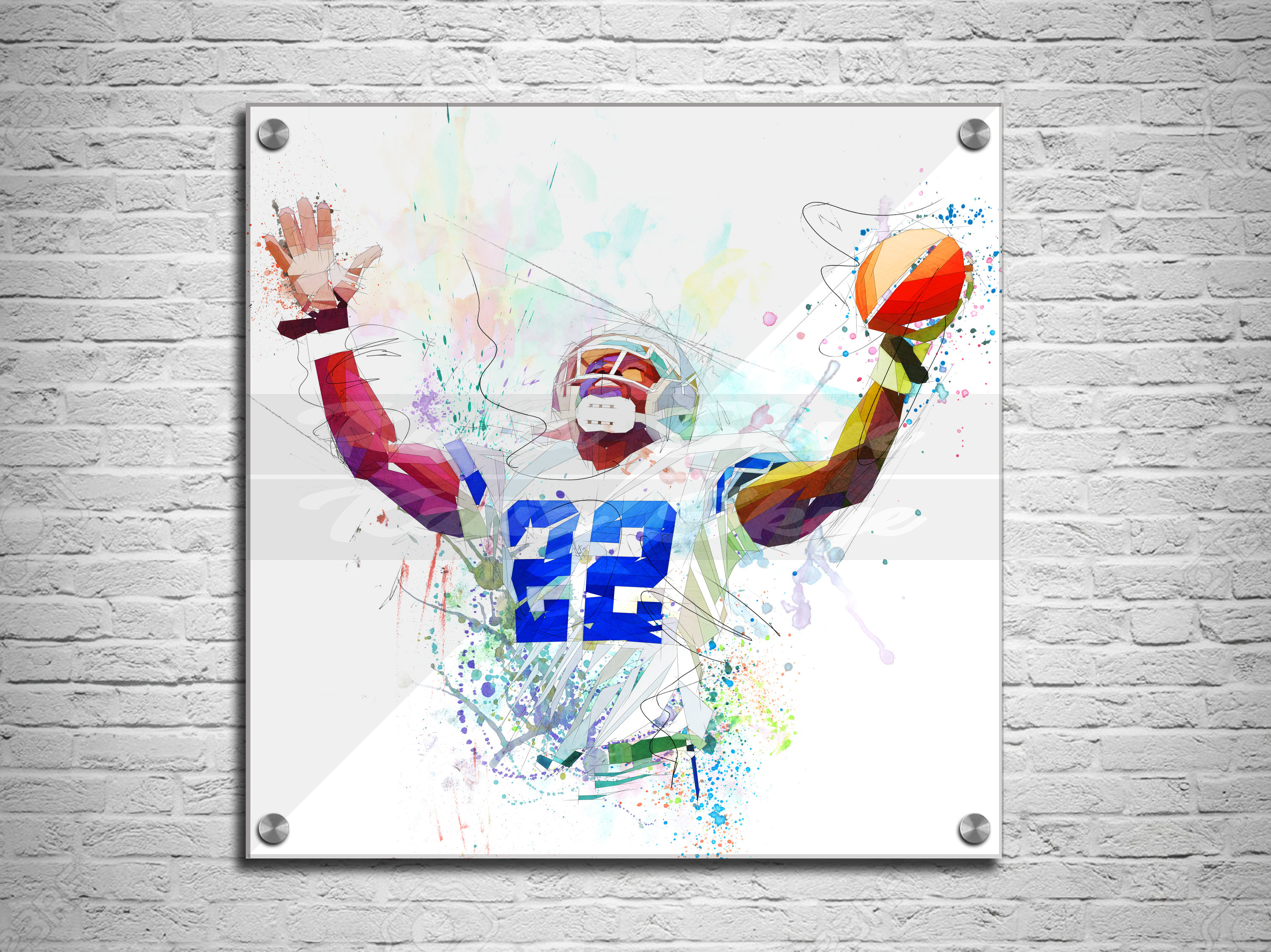 ACRYLIC PRINT Emmitt Smith Wall Art, Vibrant Football Art on Acrylic, Man Cave Art, Kids Room Decor, Contemporary Wall Art NFL-ES01