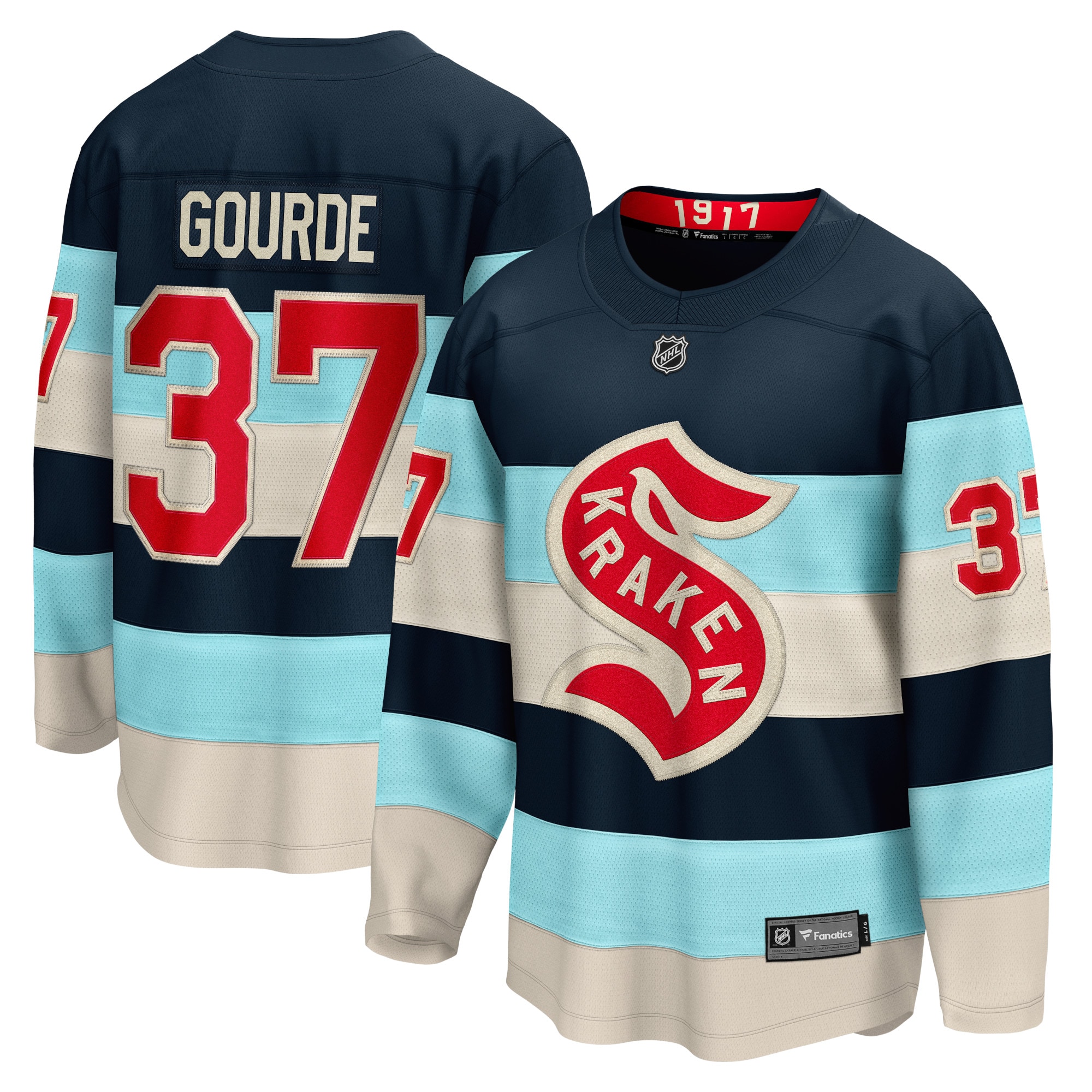 Men's Seattle Kraken Yanni Gourde Deep Sea Blue 2024 NHL Winter Classic Breakaway Player Jersey