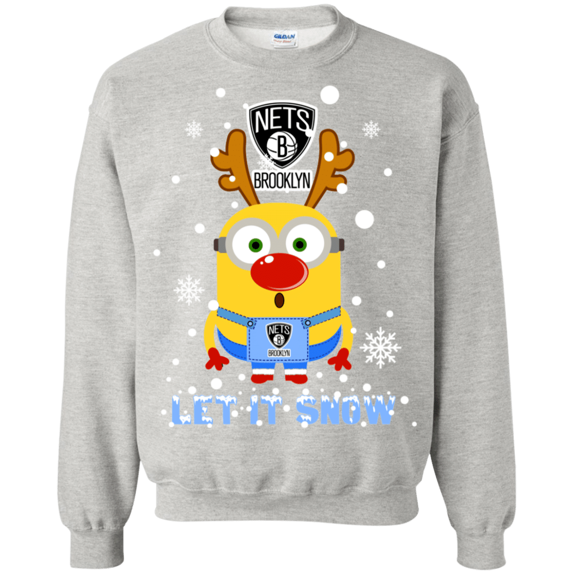 Check out this awesome Minion Brooklyn Nets Ugly Christmas Sweaters Let It Snow Sweatshirt