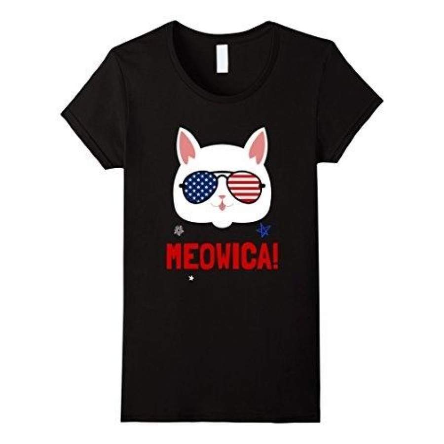 Cat Glasses Tshirt 4Th Of July Women Fashion Short Sleeved T-Shirt