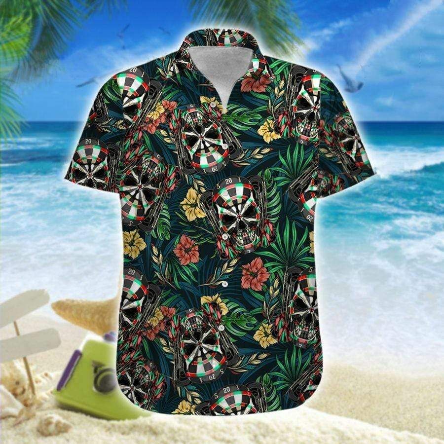 Darts Skull Hawaii Shirt Unisex Adult Ha89453