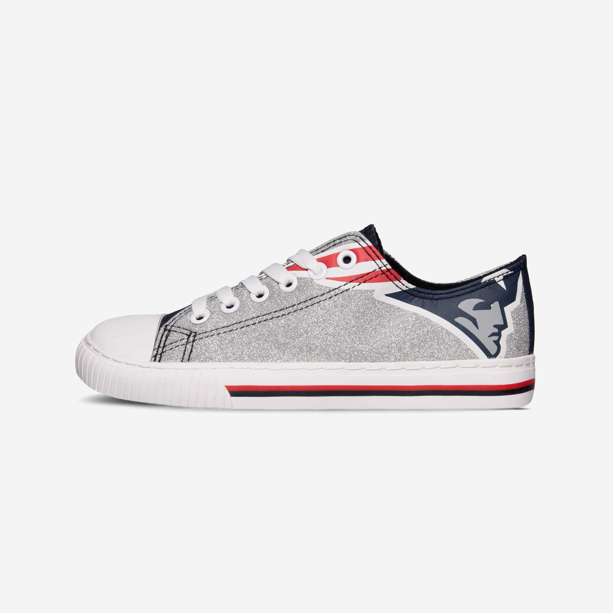 New England Patriots Womens Glitter Low Top Canvas Shoe