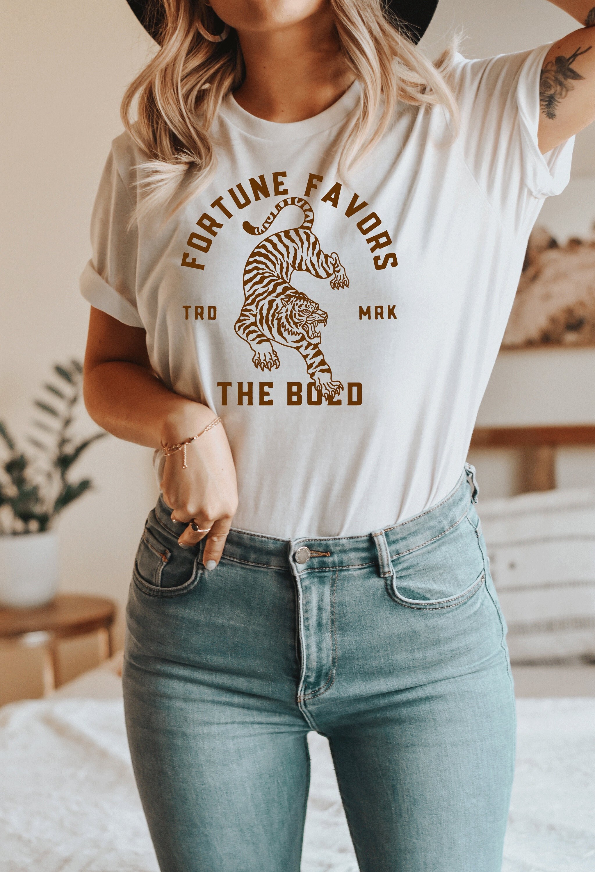 Fortune Favors The Bold Tshirt, Tiger Graphic Tee, Vintage Style Tee, Oversized T-Shirt, Retro Shirt