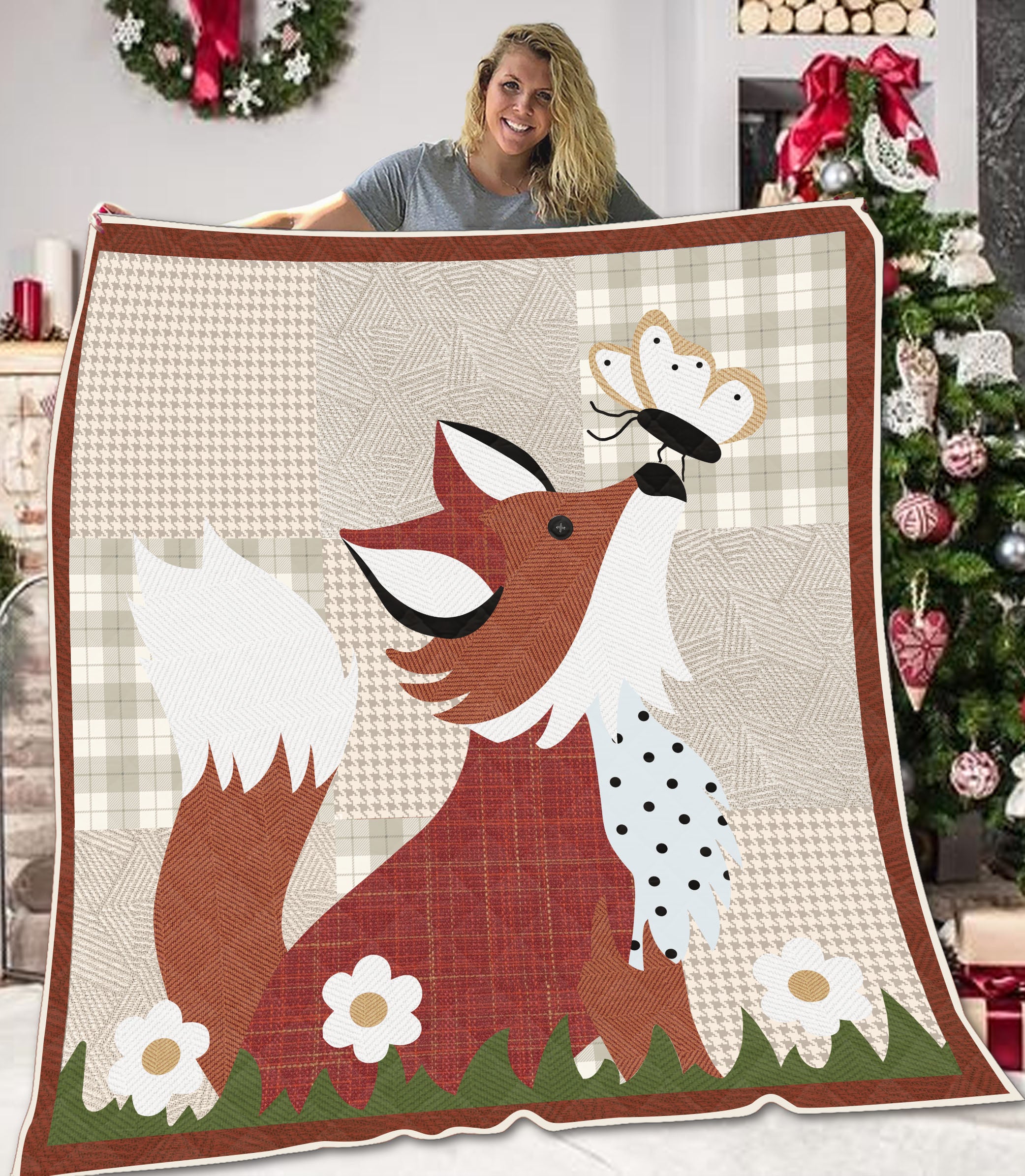 Viticstore™ 3D All Over Printed Animal – Cartoon Fox – Soft Cotton All Size Quilt