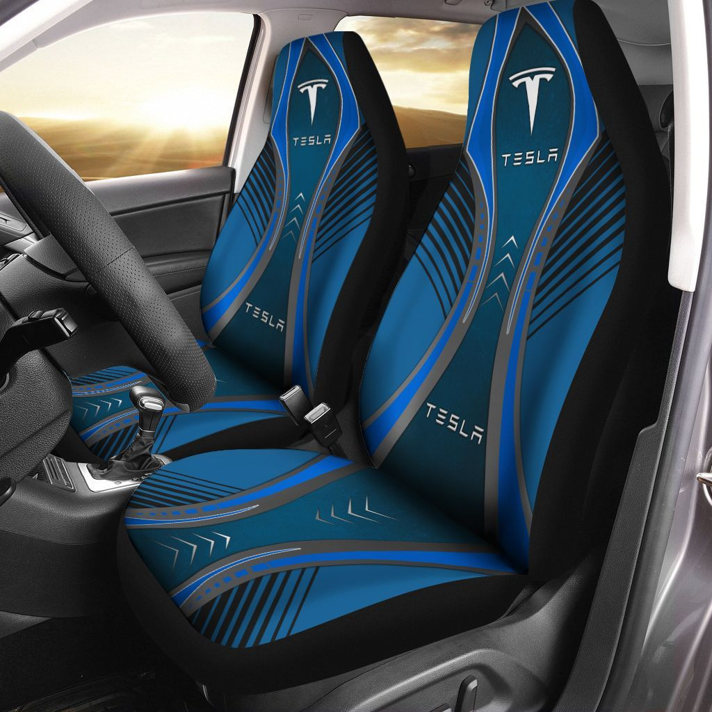 Tesla Car Seat Cover (Set Of 2) Ver 1 (Blue)