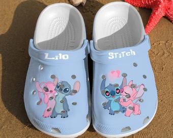 Stitch Couple Crocs 3D Print Disney Stitch Crocband Clog Stitch Couple Lover Crocs Shoes Crocs For Men And Woman Water Shoes