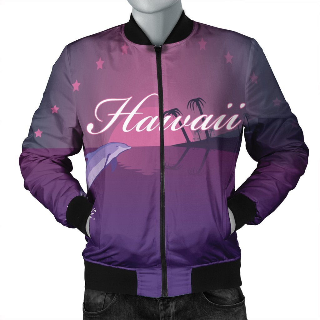 Hawaiian Dolphin Violet Polynesian Bomber Jacket