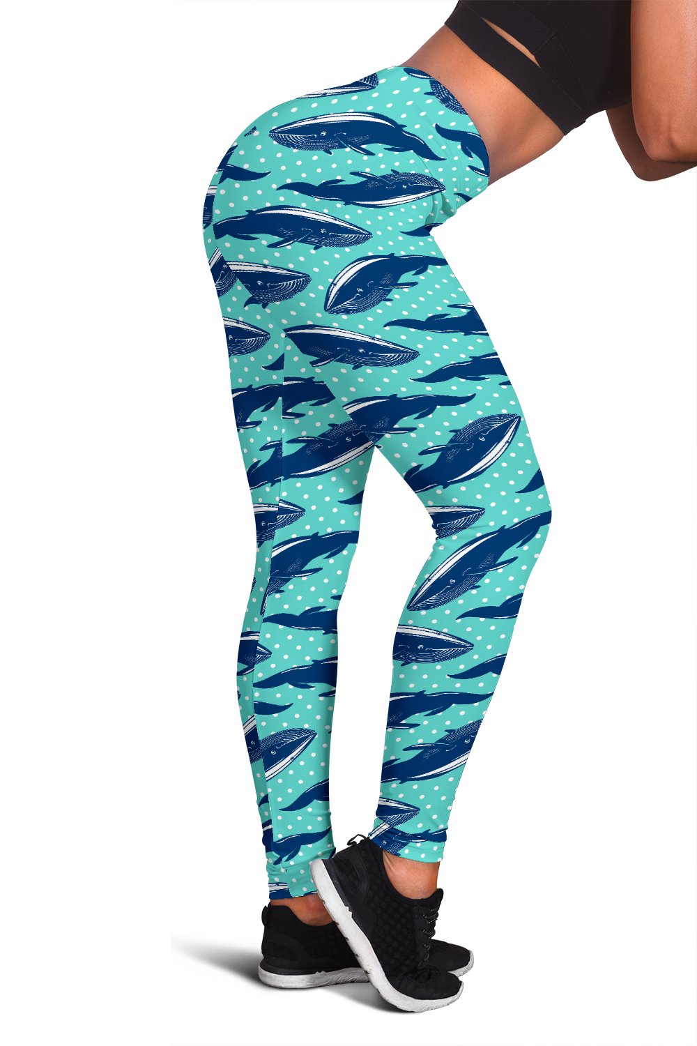 Whale Polka Dot Design Themed Print Women Leggings