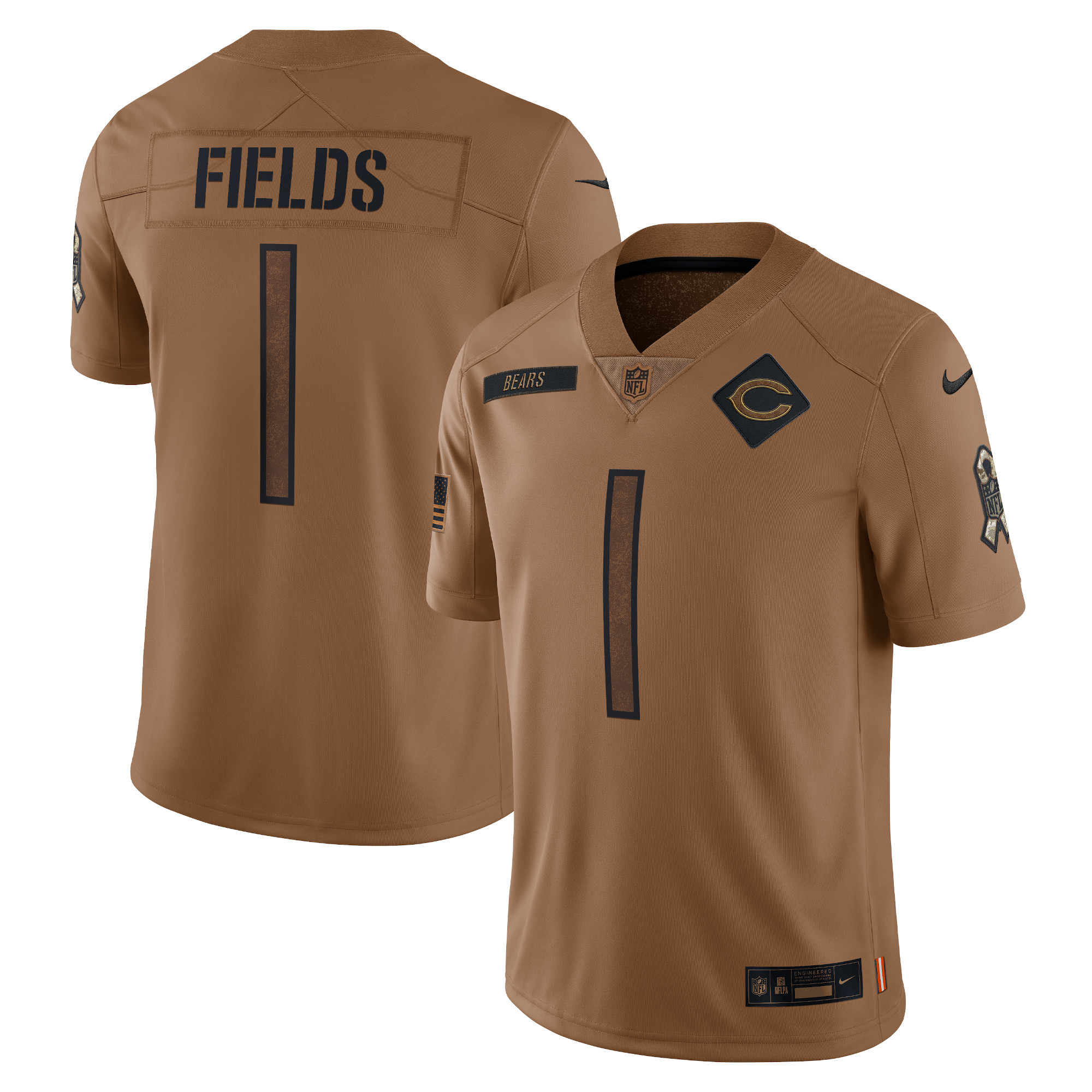 Men’s Chicago Bears Justin Fields Brown 2023 Salute To Service Limited Jersey