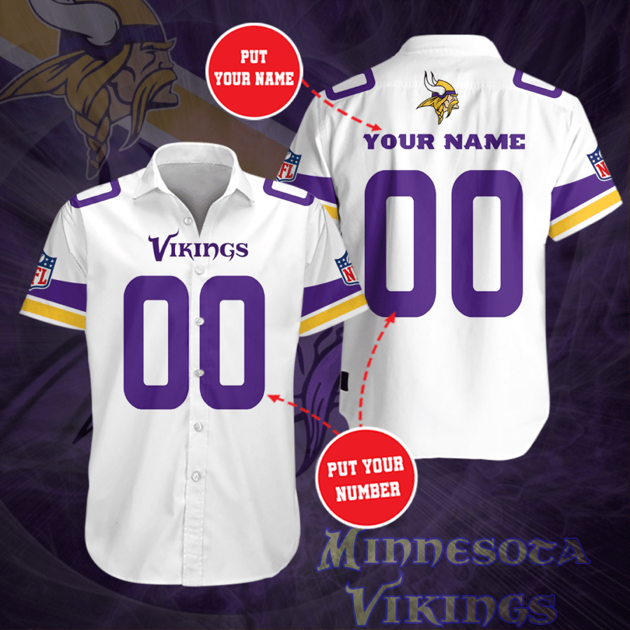 Personalized Minnesota Vikings Football Team All Over Print 3D Hawaiian Shirt-White-Tph