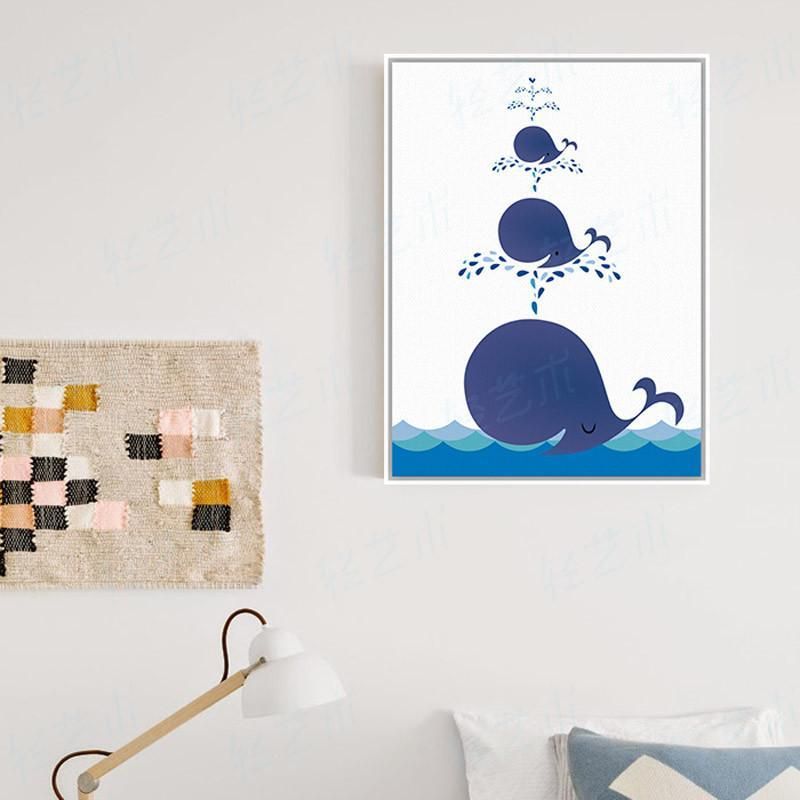 Minimalist Modern Animals Kawaii Whale Family Big Art Print Poster Nuesery Picture Kids Room Full Hd Personalized Customized Canvas Art Wall Art Wall Decor