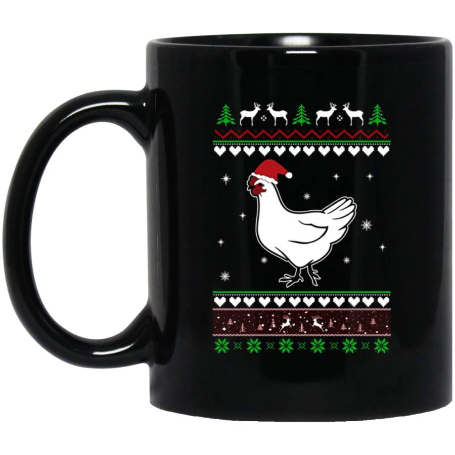 Ugly Christmas sweater Farmer Chicken 11 oz 15 oz Black Mug